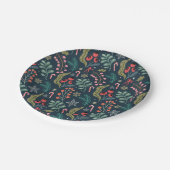 Feestelijke Candy Cane en Holly Pattern Papieren Bordje (Gekanteld)