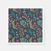 Feestelijke Candy Cane en Holly Pattern Servet (Voorkant)