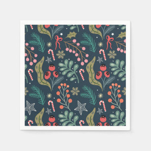 Feestelijke Candy Cane en Holly Pattern Servet