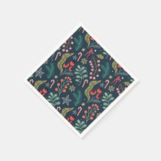 Feestelijke Candy Cane en Holly Pattern Servet (Hoek)