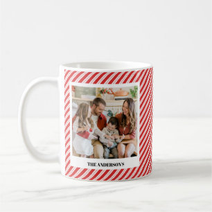 Feestelijke Candy Cane Gestreepte Kerst Rode Foto Koffiemok