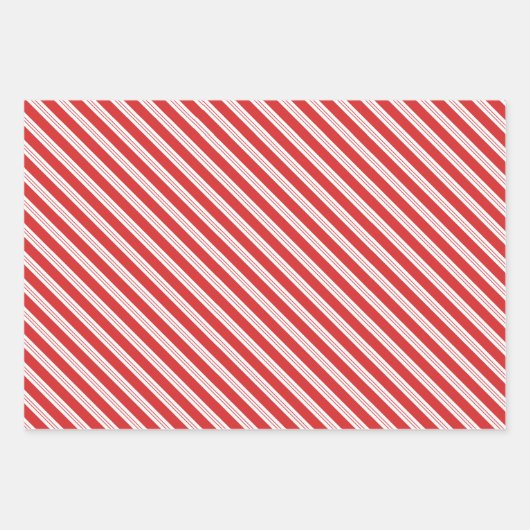 Feestelijke Candy Cane Gestreepte Kerst Rood Wit Inpakpapier Vel (Voorkant)