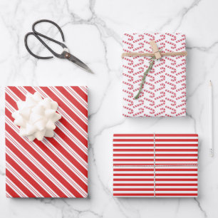 Feestelijke Candy Cane Gestreepte Kerst Rood Wit Inpakpapier Vel