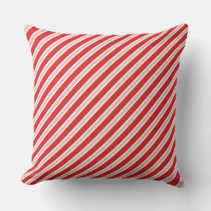 Feestelijke Candy Cane Gestreepte Kerst Rood Wit Kussen