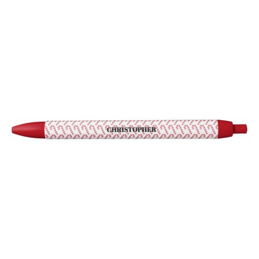 Feestelijke Candy Cane Gestreepte Kerst Rood Wit Zwarte Inkt Pen (Voorkant)