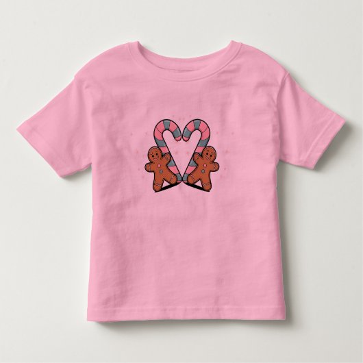 Feestelijke Candy Cane & Gingerbread Man Kinder Shirts (Voorkant)