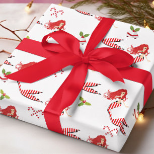 Feestelijke Candy Cane Kerstmis Zeemeermin Cadeaupapier
