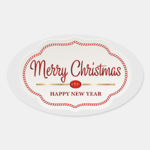 Feestelijke Candy Cane Vrolijk Kerstfeest Gelukkig Ovale Sticker