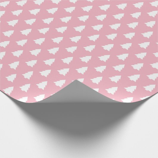 Feestelijke Candy Roze Witte Kerstboom patroon Cadeaupapier (Hoek)