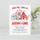 Feestelijke Carnaval Circus Show Kind Joint Birthd Kaart (Staand voorkant)