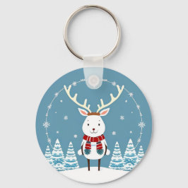 Feestelijke Cartoon rendier met sjaal Sleutelhanger