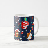 Feestelijke Cartoon Santa Cat Celebration Koffiemok (Voorkant rechts)
