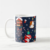 Feestelijke Cartoon Santa Cat Celebration Koffiemok (Links)