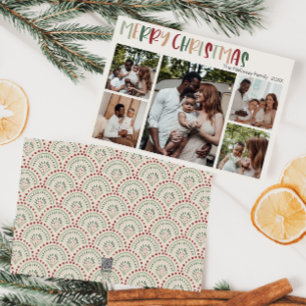 Feestelijke Casual Kleurrijke Kerstmis Vijf Foto 5 Feestdagenkaart