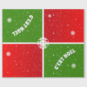Feestelijke C'est Noel op rood wit en groen Cadeaupapier (Vlak)