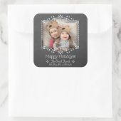 Feestelijke Chalkboard stijl aangepaste foto Vierkante Sticker (Tas)