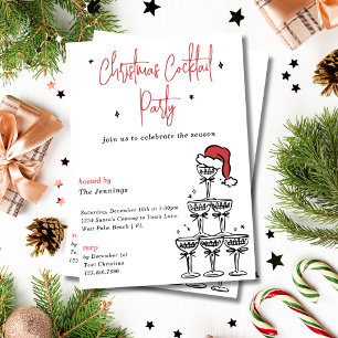 Feestelijke Champagne Toren Kerst Cocktail Party Kaart