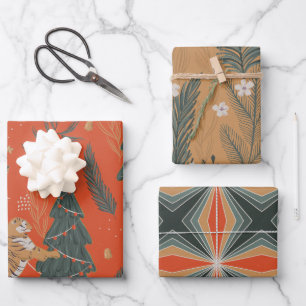 Feestelijke Cheetah Holiday Gem Tone Inpakpapier Vel