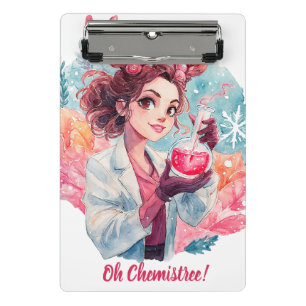 Feestelijke Chemicus Meisje Waterverf Wetenschap K Mini Klembord