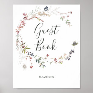 Feestelijke Chic Botanisch witte gastboekkaart Poster