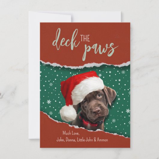 Feestelijke chocoladebruine labrador-kerstmanhoed  feestdagenkaart (Voorkant)