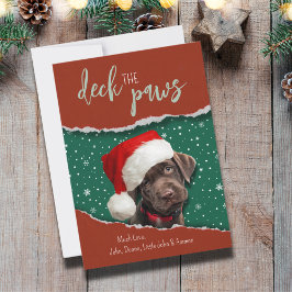 Feestelijke chocoladebruine labrador-kerstmuts ker feestdagenkaart