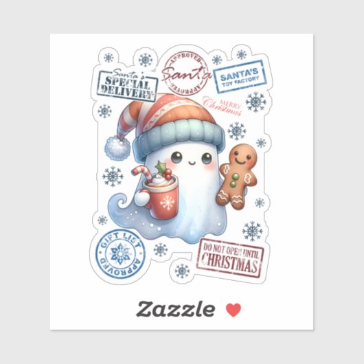 Feestelijke Christmas Ghost Sticker (Vel)