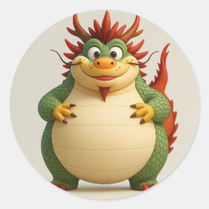 Feestelijke Chubby Cartoon Dragon Sticker