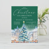 Feestelijke City Corporate Christmas Party Kaart (Staand voorkant)