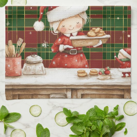 Feestelijke Classic Rood Groen Goud Tartan Mrs Cla Theedoek (Gevouwen)