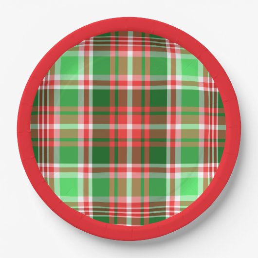 Feestelijke Classic Rood Groen Wit Kerstspel Papieren Bordje (Voorkant)