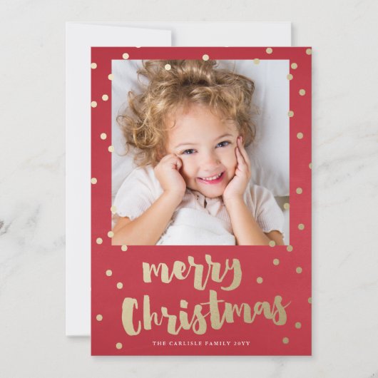 Feestelijke confetti kerstkaart faux folie (Voorkant)