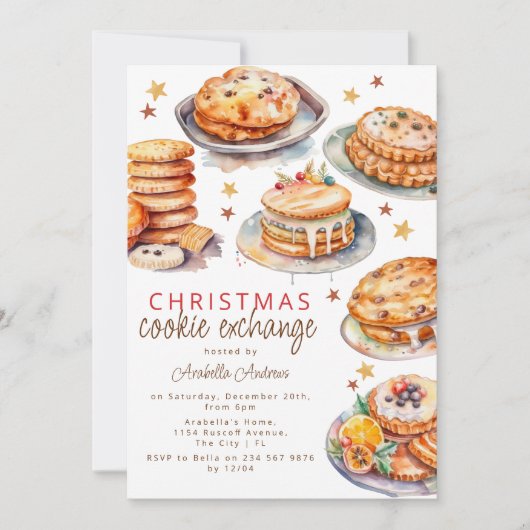 Feestelijke Cookie Exchange Kerstfeest Kaart (Voorkant)