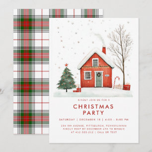 Feestelijke Country Home Kersthuis Uitnodiging