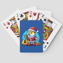 Feestelijke Crypto Dog - Pixel Art Christmas Desig Pokerkaarten