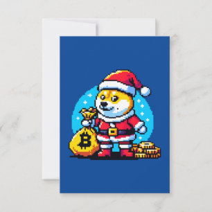 Feestelijke Crypto Hond - Pixel Art Kerstontwerp Kaart