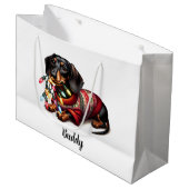 Feestelijke Dachshund Delight Gift Bag Groot Cadeauzakje (Voorkant Gekanteld)