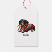 Feestelijke Dachshund Delight Gift Label Cadeaulabel (Achterkant)