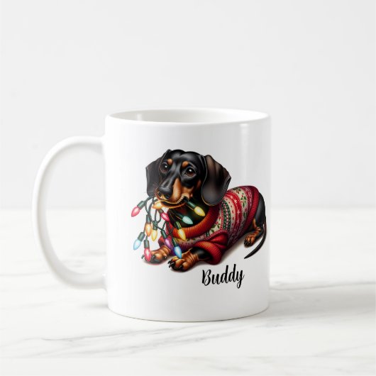Feestelijke Dachshund Delight Koffie Mok (Links)