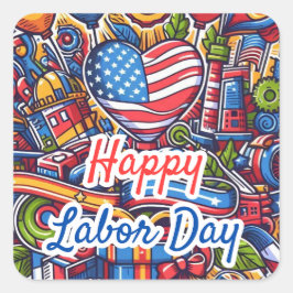 Feestelijke Dag van de Arbeid Vierkante Sticker
