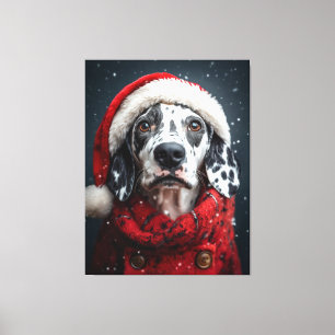 Feestelijke Dalmatiër in Santa Attire Canvas Afdruk