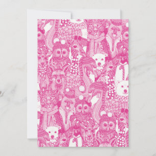 feestelijke dieren roze feestdagenkaart