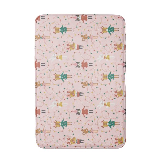 Feestelijke Dierenvrienden Kerstpatroon Badmat (Voorkant Verticaal)