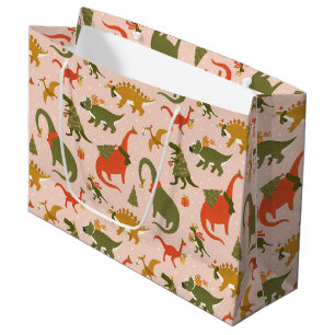 Feestelijke Dinosaur kerstboom vakantiepatroon Groot Cadeauzakje