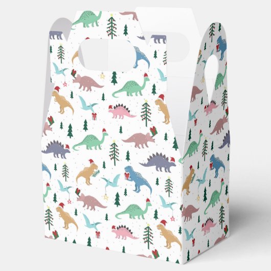 Feestelijke Dinosaurussen Kerstpatroon Bedankdoosjes (Geopend)
