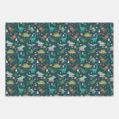 Feestelijke Dinosaurussen Kerstpatroon Inpakpapier Vel (Voorkant)