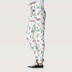 Feestelijke Dinosaurussen Kerstpatroon Leggings
