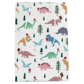 Feestelijke Dinosaurussen Kerstpatroon Medium Cadeauzakje (Voorkant)