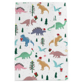 Feestelijke Dinosaurussen Kerstpatroon Medium Cadeauzakje (Achterkant)