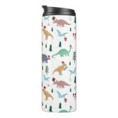 Feestelijke Dinosaurussen Kerstpatroon Thermosbeker (Geroteerd rechts)
